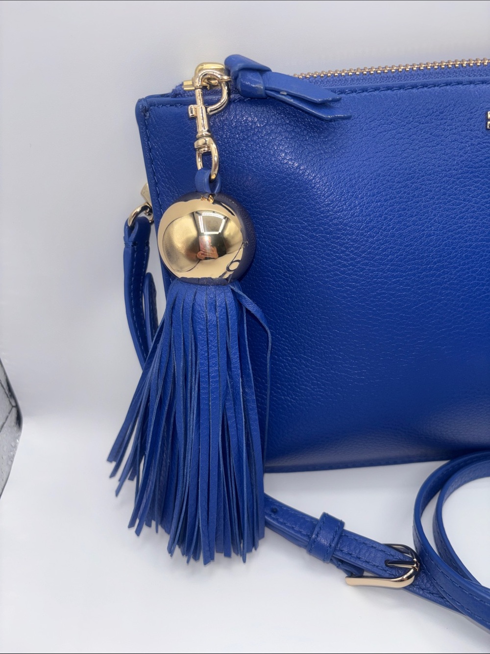 Tory Burch Royal Blue Leather Crossbody with Tassel Charm - Picture 3 of 10